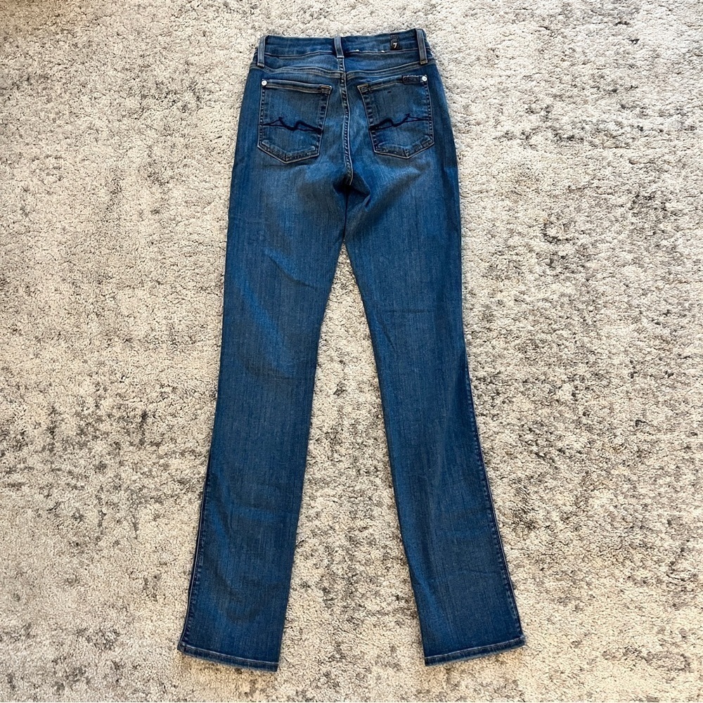 7 For All Mankind Kimmie Straight Leg Mid Rise Jeans, Medium Blue Wash - Size 25 - Picture 4 of 16